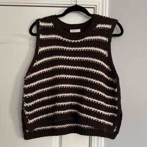 Miss Love Striped Knit Tank in Brown and White